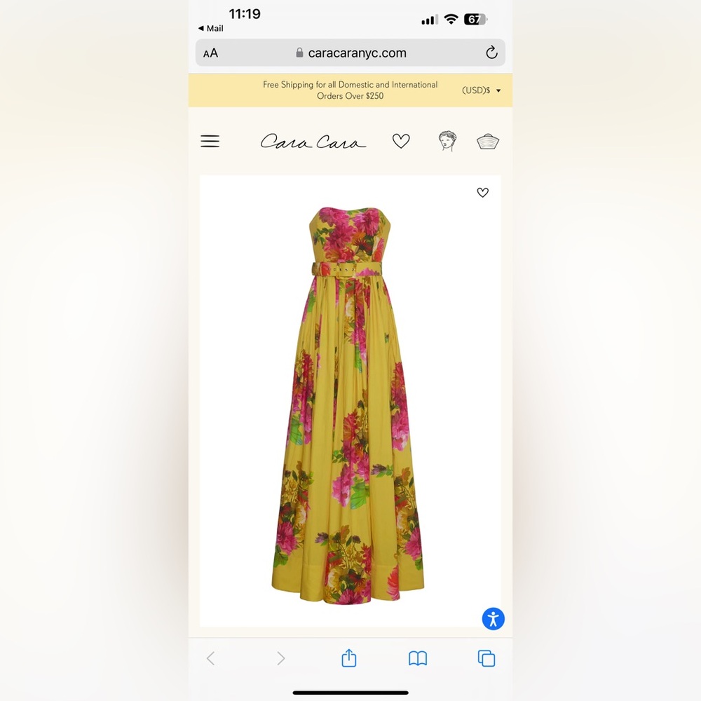 Cara Cara floral greenfield gown size 4